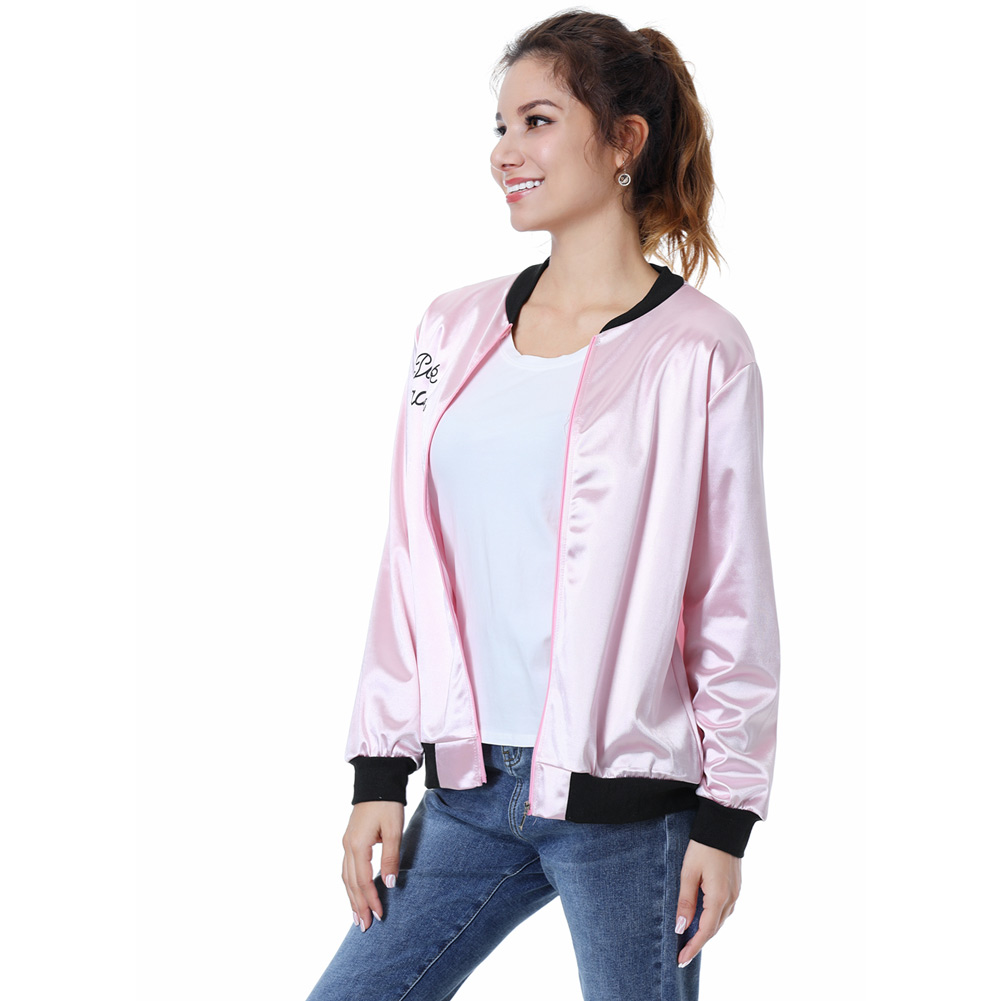 Grease Pink Ladies Cosplay Adult Satin Coat Costume Retro Halloween Jacket suit - Picture 17 of 24