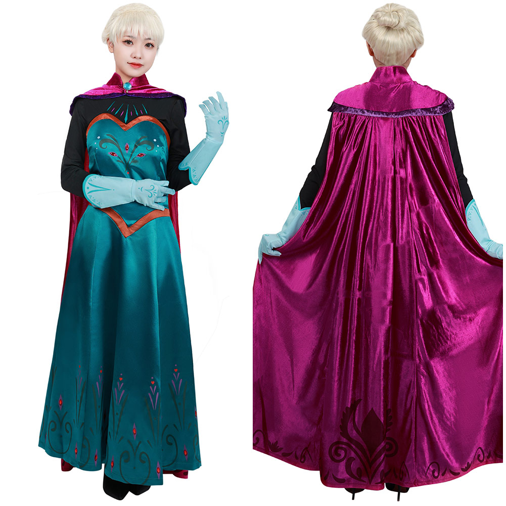 Frozen Cosplay Queen Princess Elsa Costume Dress Cloak Outfit