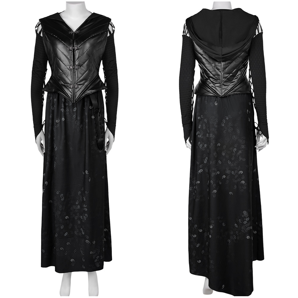 Harry Potter Bellatrix Lestrange Cosplay Costume Black Dress Halloween Outfits - Picture 21 of 56