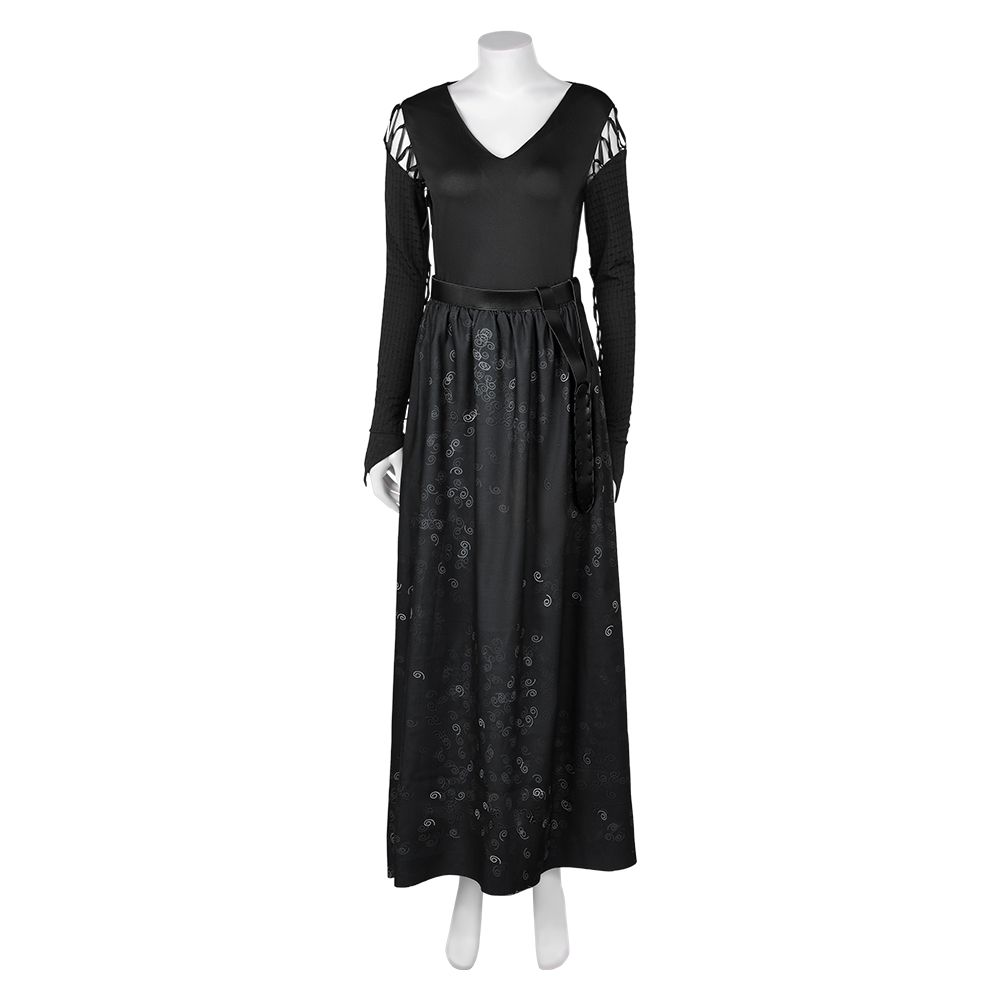 Harry Potter Bellatrix Lestrange Cosplay Costume Black Dress Halloween Outfits - Picture 39 of 56