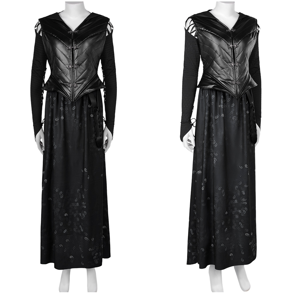 Harry Potter Bellatrix Lestrange Cosplay Costume Black Dress Halloween Outfits - Picture 45 of 56