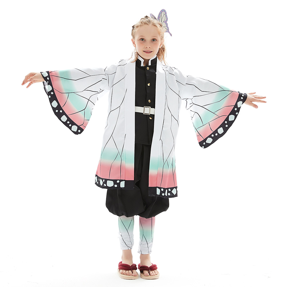 Kids Demon Slayer Kochou Shinobu Cosplay Costume Outfit Halloween Carnival Suit - Picture 15 of 59