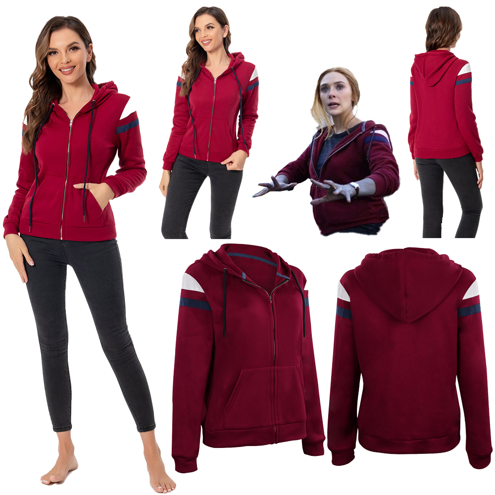Wanda Vision-Scarlet Witch Hoodie Cosplay Costume Zip Up Jacket