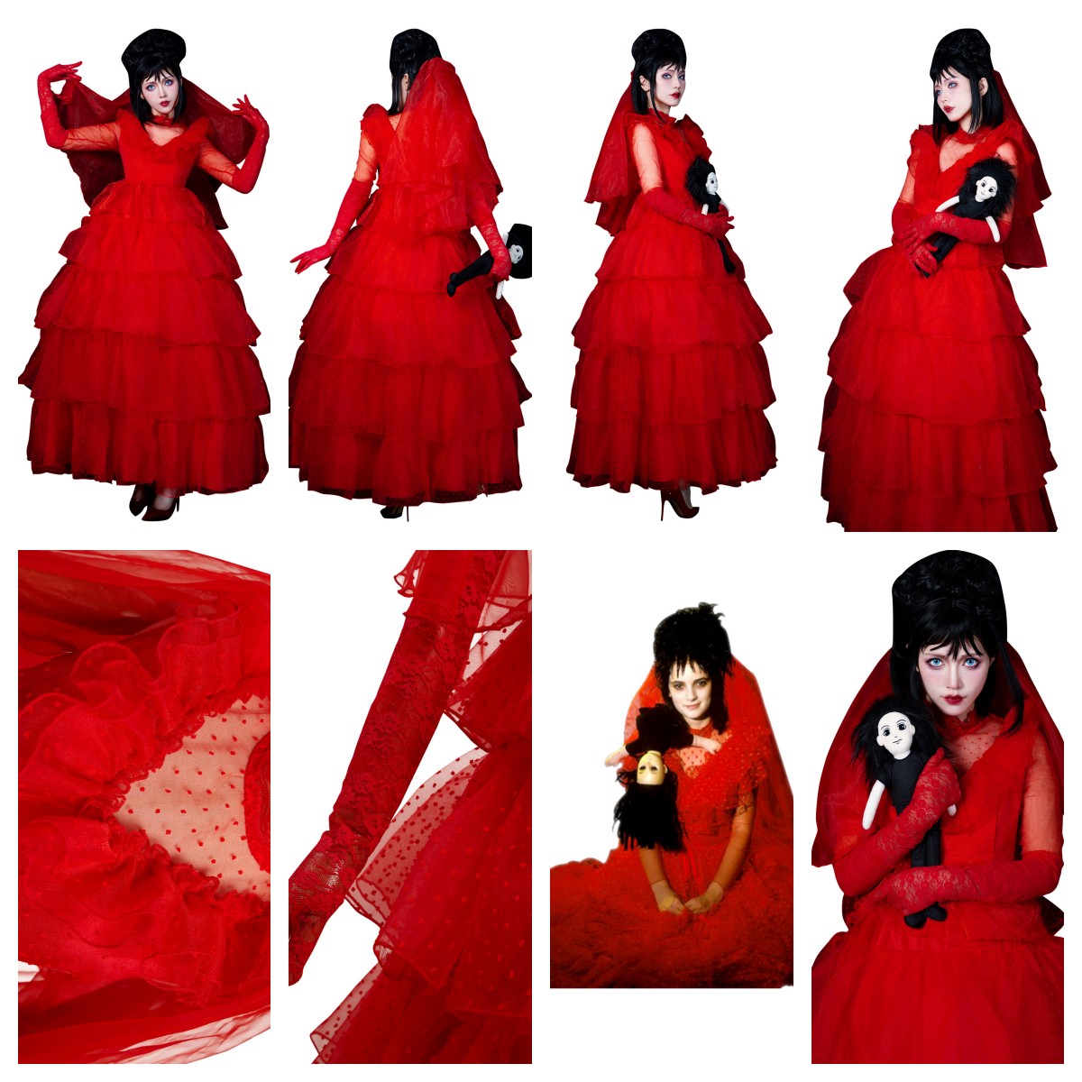 open lace back dress Beetlejuice Lydia Deetz Costume Gothic Wedding Dress