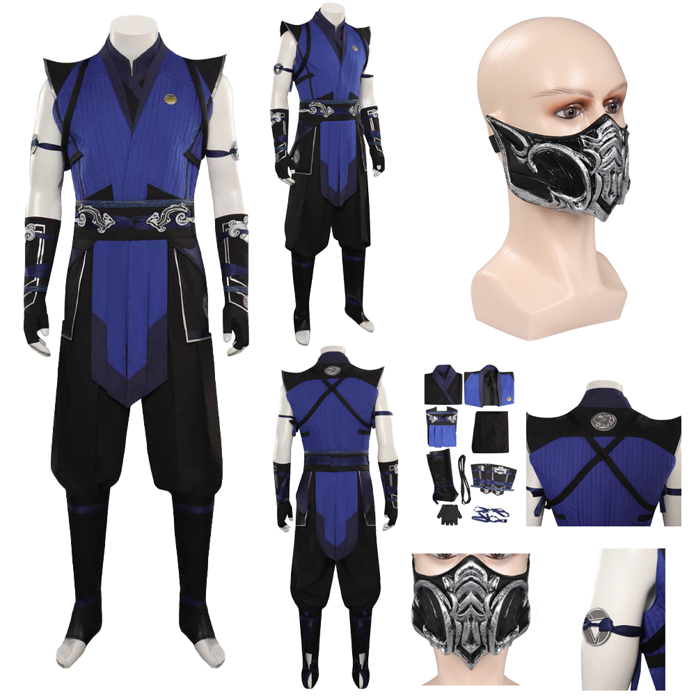 Game Sub-Zero Cosplay Costume Halloween Uniform Men Fancy Dress Vest Pants +Mask - Picture 35 of 66