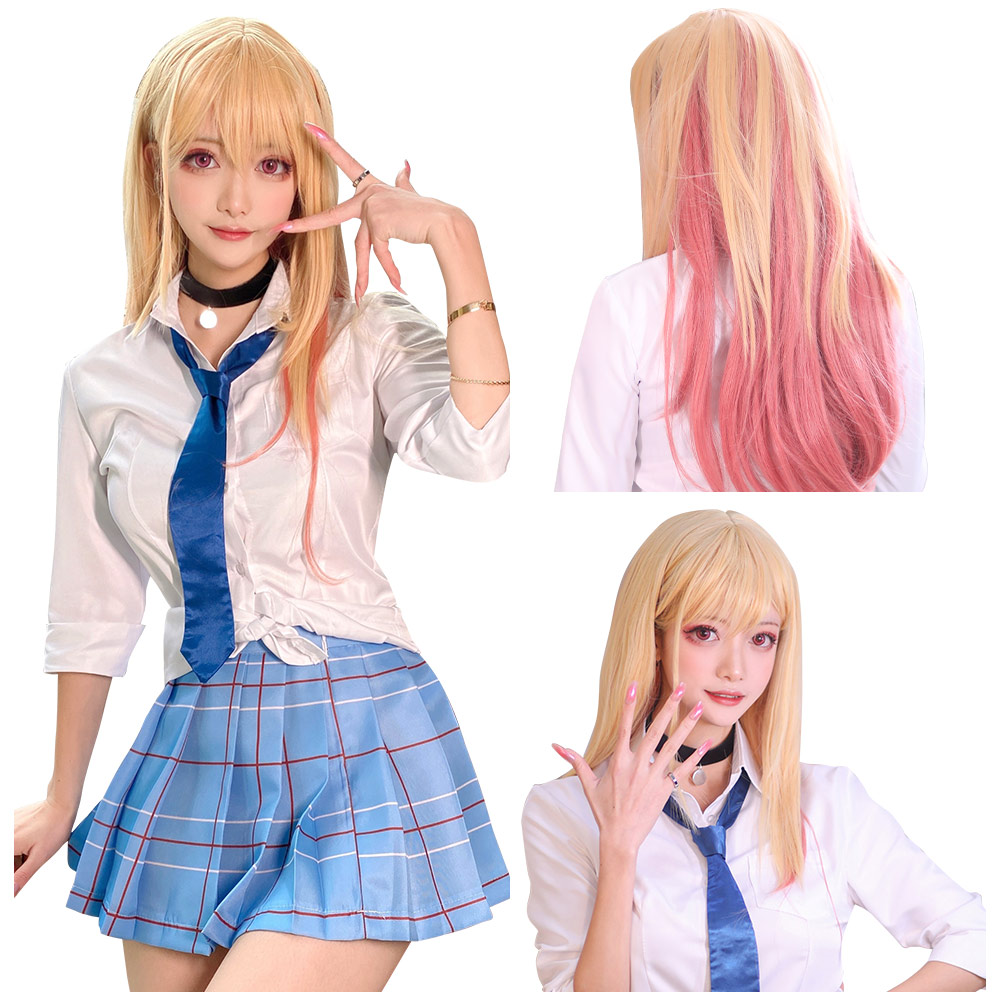 Marin Kitagawa Japanese White JK School Girl Uniform Marin Wig Cosplay Costume - Picture 14 of 21