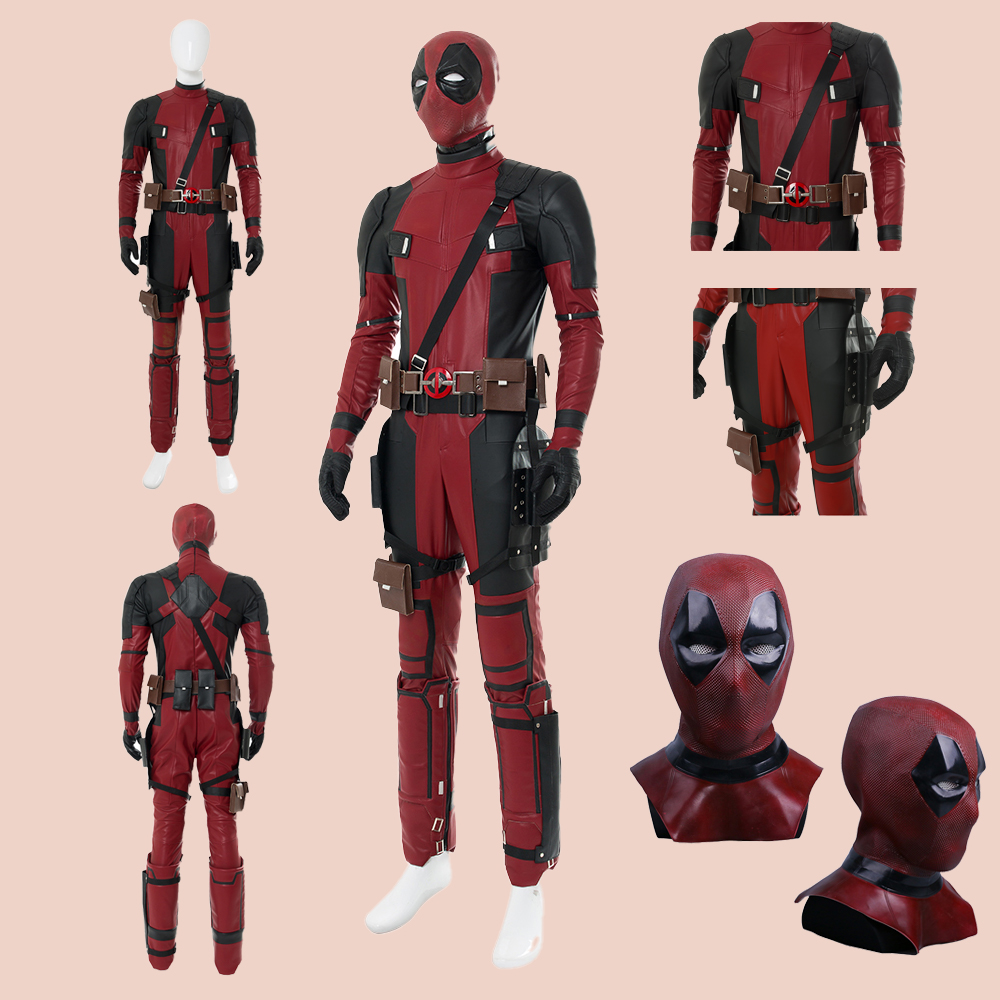 X-Men Deadpool 2 Wade Winston Wilson Cosplay Costume Bodysuit Suit Jumpsuit+Mask - Picture 24 of 33