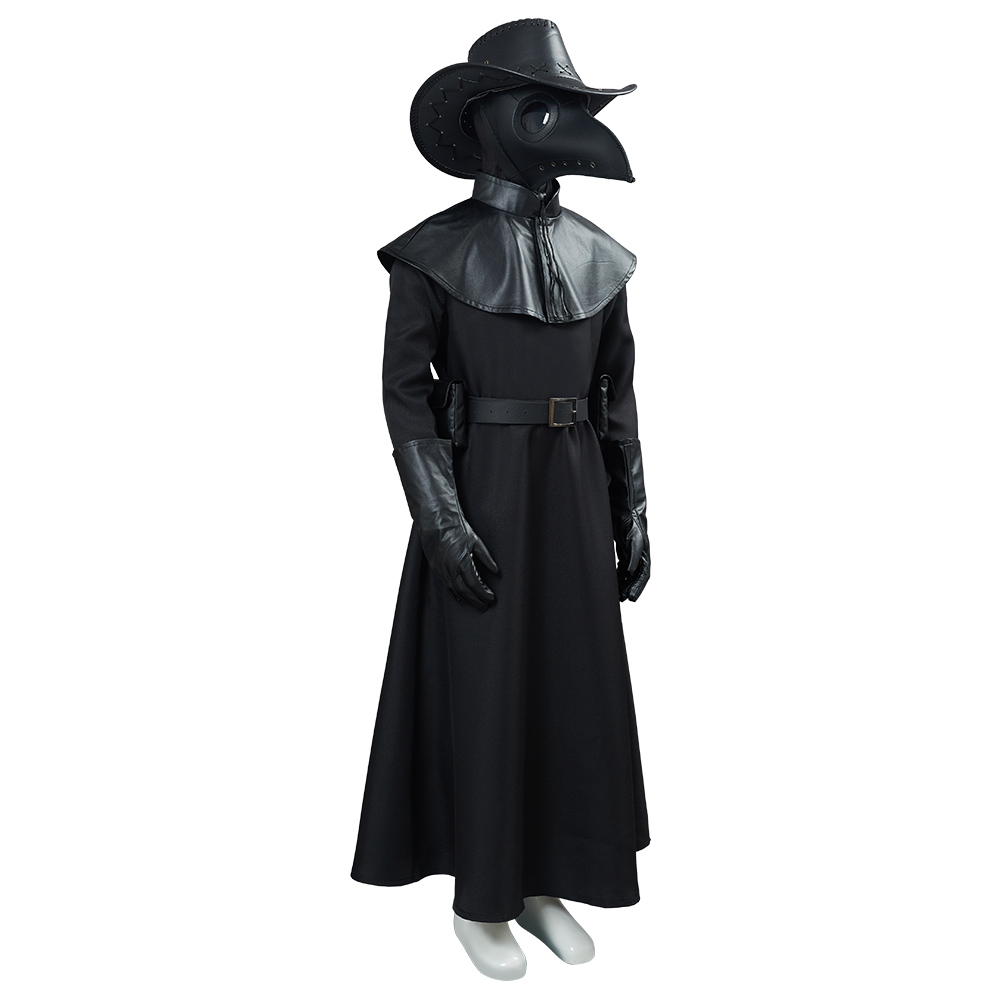 Costume Medico Della Peste Per Bambini LumenVela | Set Cosplay Halloween Con Maschera, Cintura, Guanti E Scettro | Vestito Nero Misterioso