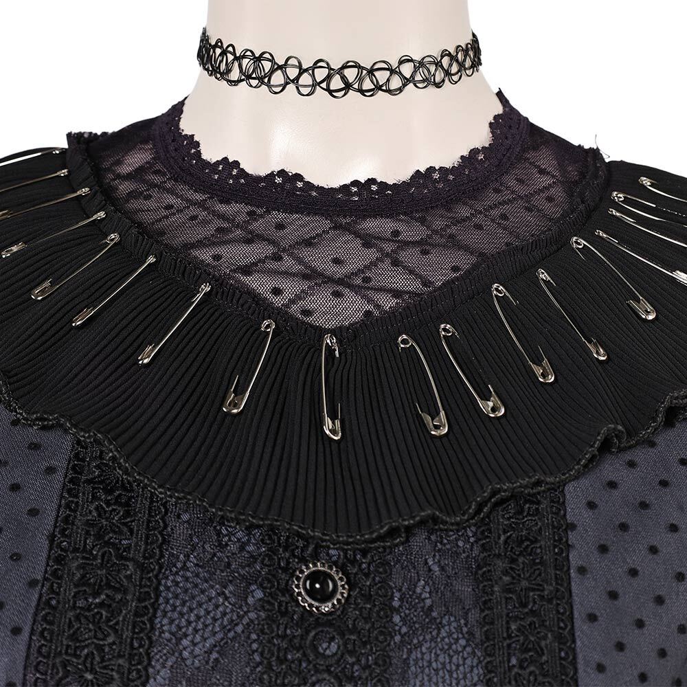 lydia deetz black dress movie Bride Lydia Cosplay costume musical Deetz Black Gothic Dress+Wigs Halloween  set