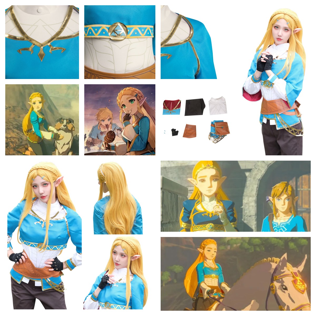 Princess Zelda Cosplay Costume Halloween party Legend Zelda Deluxe