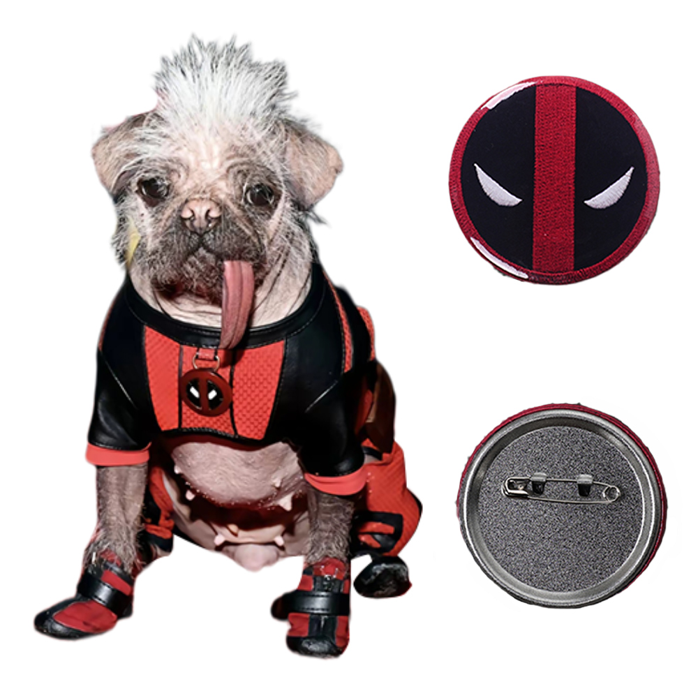 Deadpool & Wolverine Dogs Dogpool Peggy Pets Costume Harness Vest+Glasses+Badge - Picture 40 of 48