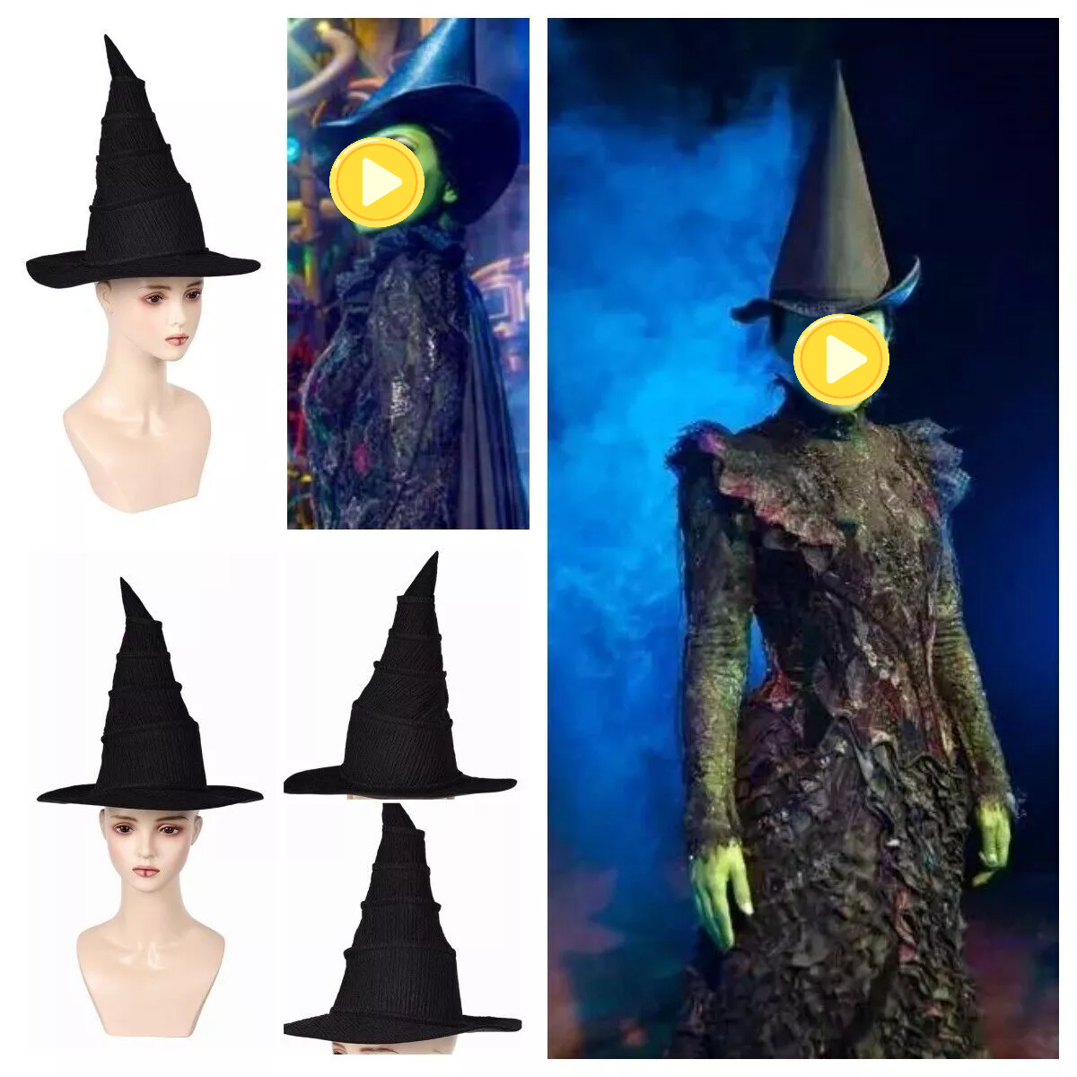 Adult Women Witch Elphaba Cosplay black Hat Cap Halloween party  Accessory