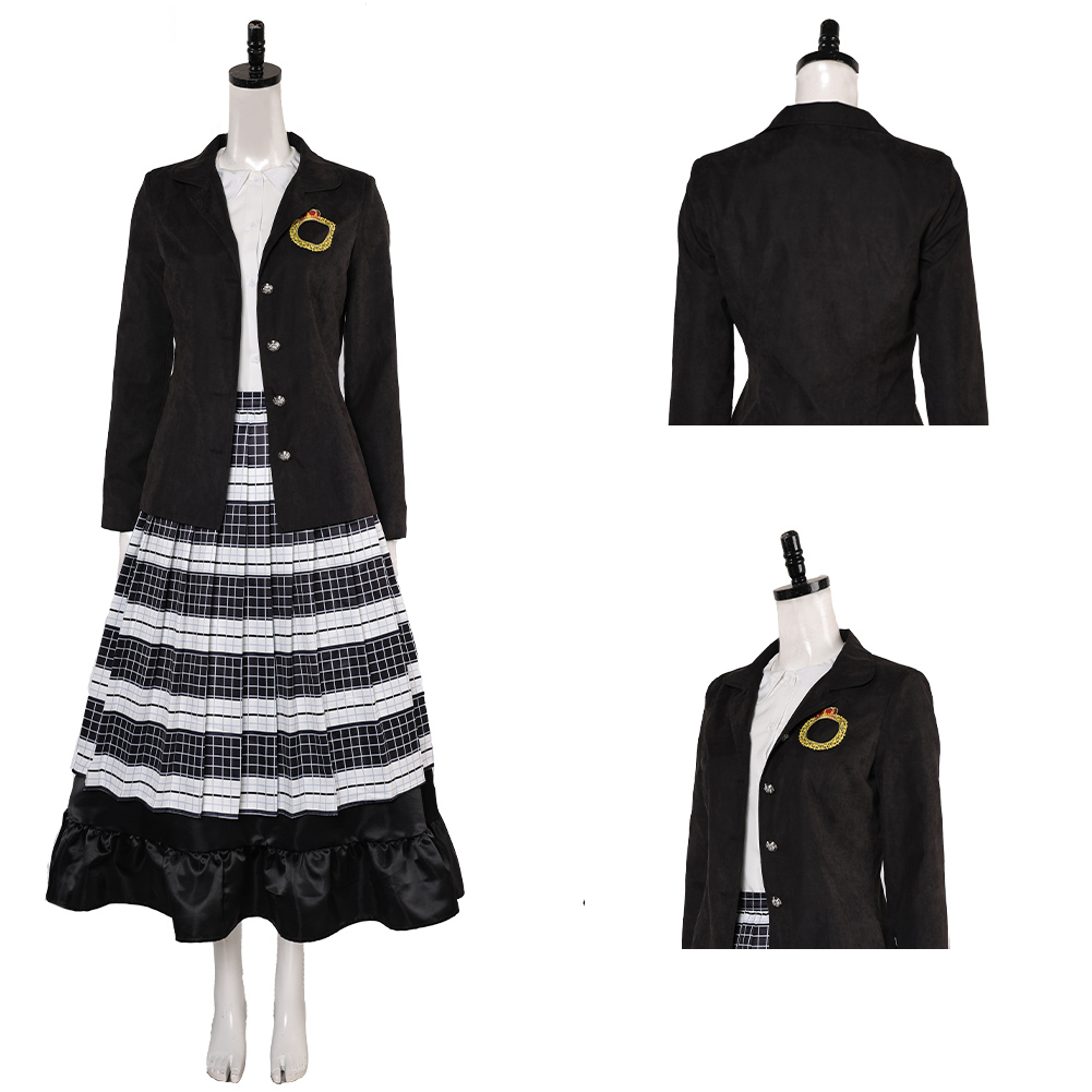 Movie Beetlejuice Lydia Dress Cosplay Costume Halloween Suits Outfit Skirts Coat - Picture 13 of 18