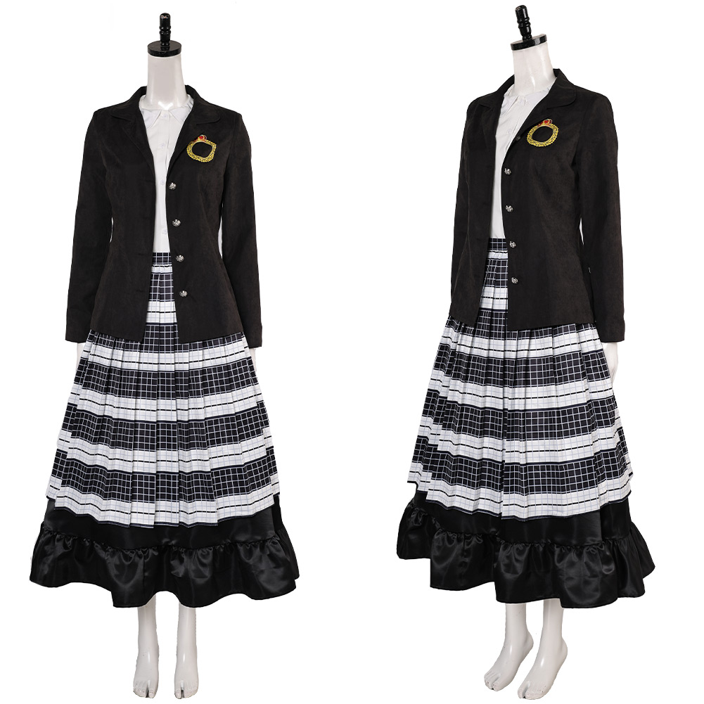 Movie Beetlejuice Lydia Dress Cosplay Costume Halloween Suits Outfit Skirts Coat - Picture 17 of 18