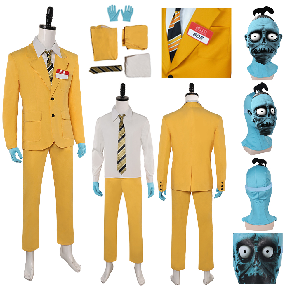 Beetlejuice 2 Shrunken Head Bob Cosplay Fancy Dress Spirit Halloween Coat+Masks