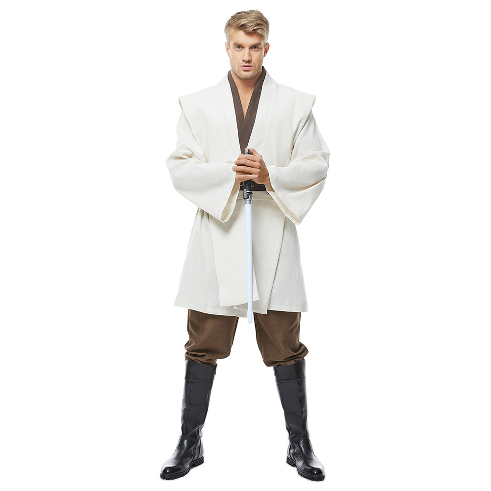 Jedi Master Obi-Wan Kenobi Cosplay Costume Halloween Party Men's Multicolor Suit - Picture 14 of 45