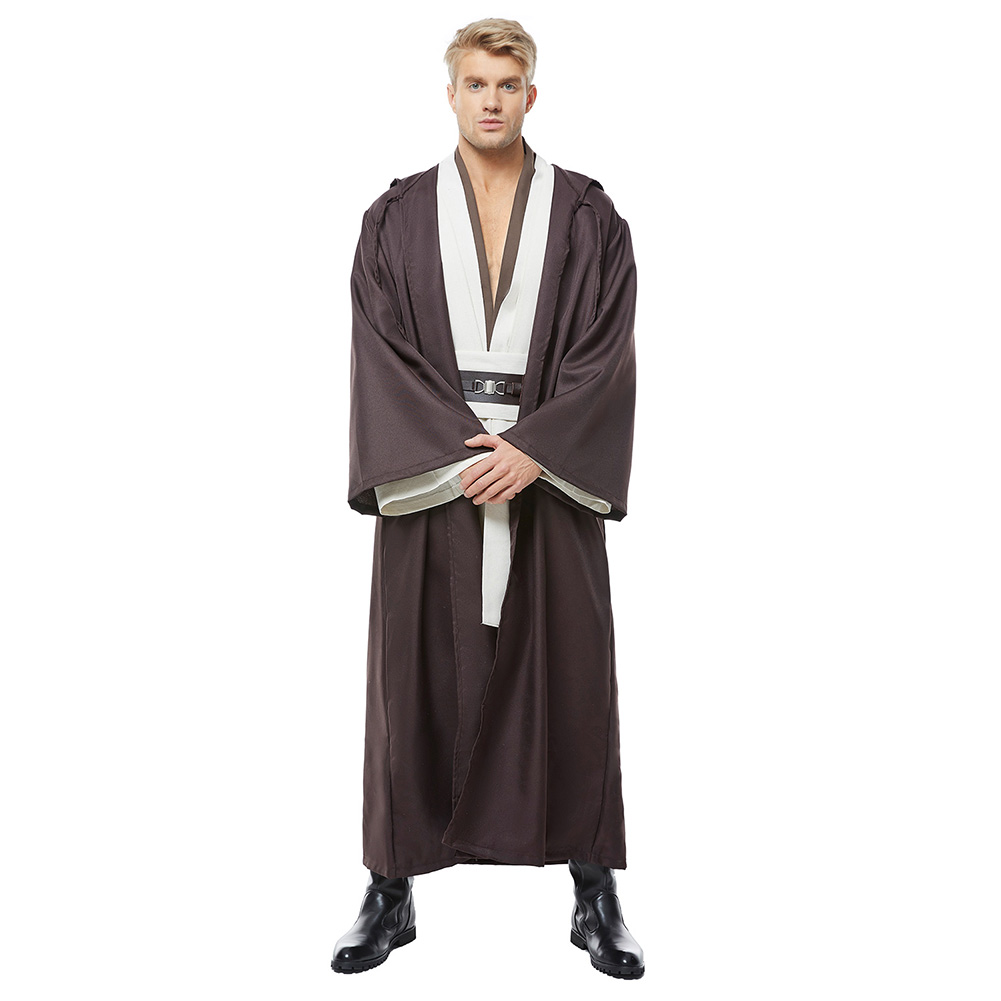 Jedi Master Obi-Wan Kenobi Cosplay Costume Halloween Party Men's Multicolor Suit - Picture 12 of 45