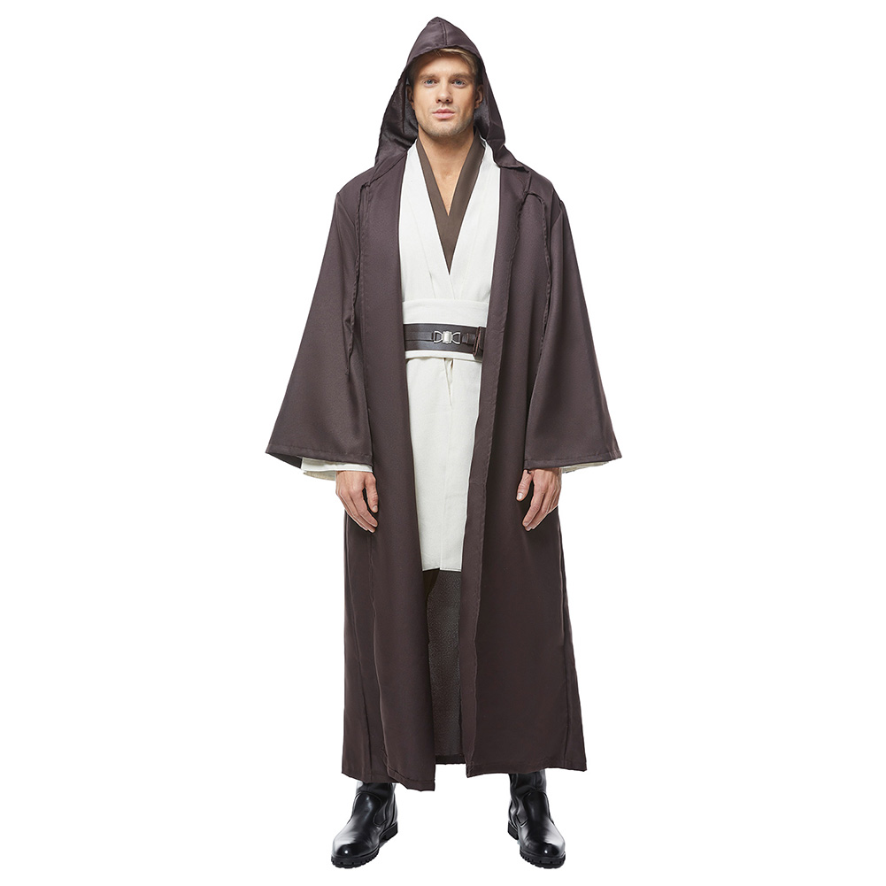 Jedi Master Obi-Wan Kenobi Cosplay Costume Halloween Party Men's Multicolor Suit - Picture 13 of 45