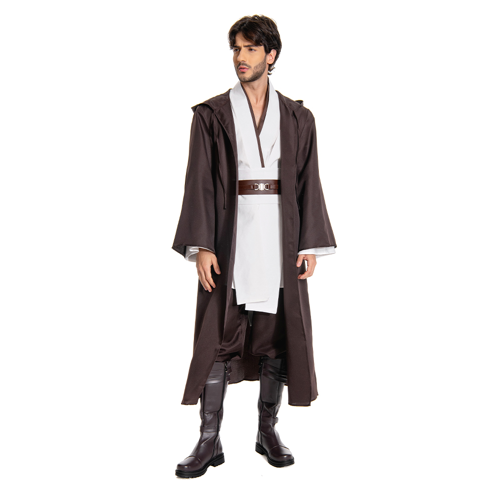 Jedi Master Obi-Wan Kenobi Cosplay Costume Halloween Party Men's Multicolor Suit - Picture 18 of 45