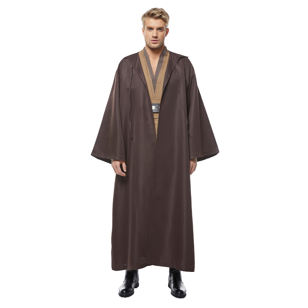 Jedi Master Obi-Wan Kenobi Cosplay Costume Halloween Party Men's Multicolor Suit - Picture 35 of 45