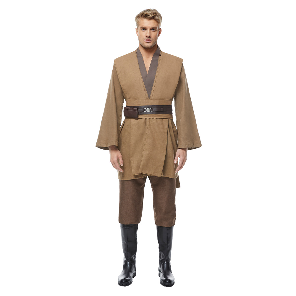 Jedi Master Obi-Wan Kenobi Cosplay Costume Halloween Party Men's Multicolor Suit - Picture 38 of 45