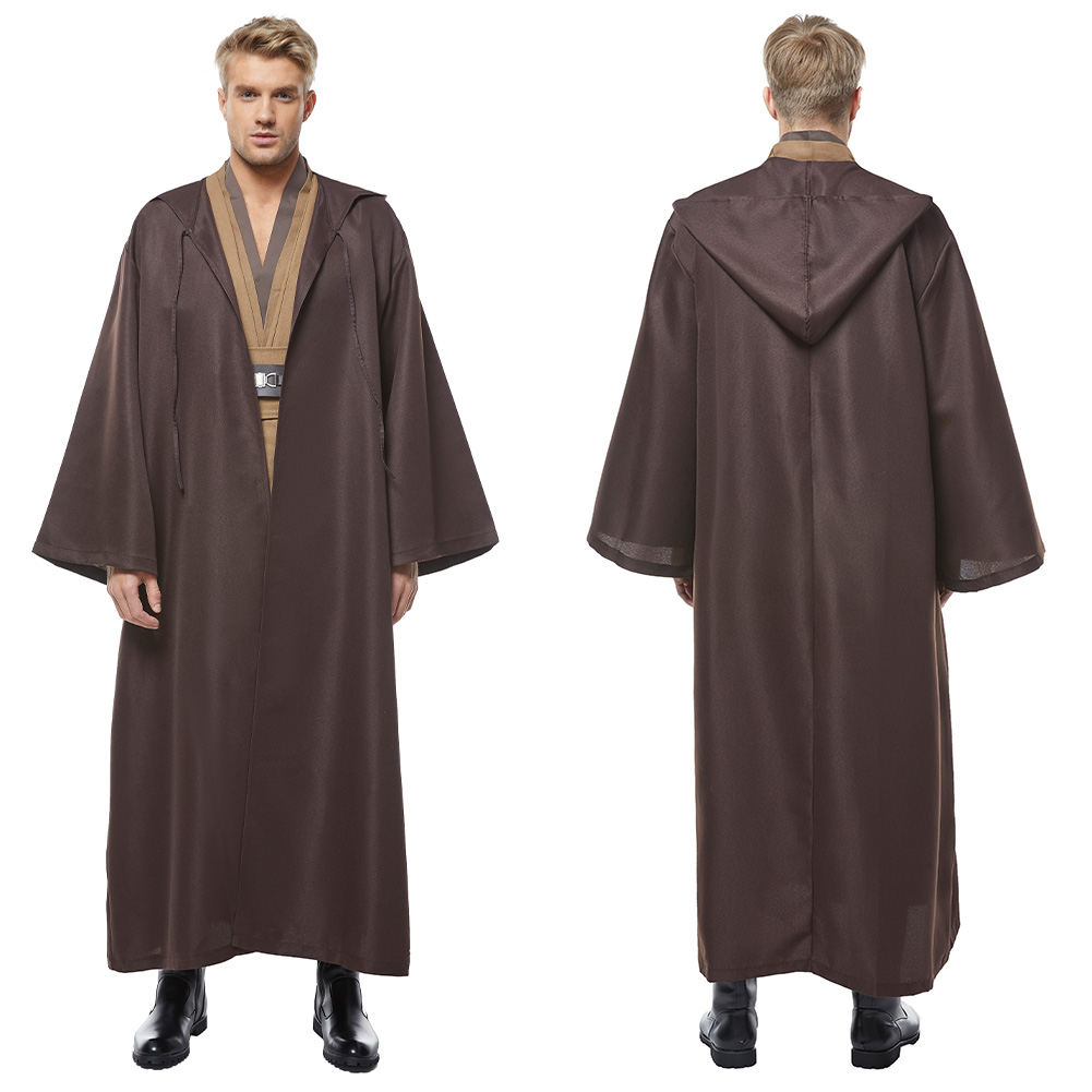 Jedi Master Obi-Wan Kenobi Cosplay Costume Halloween Party Men's Multicolor Suit - Picture 39 of 45