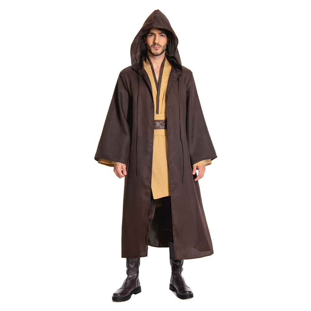 Jedi Master Obi-Wan Kenobi Cosplay Costume Halloween Party Men's Multicolor Suit - Picture 40 of 45