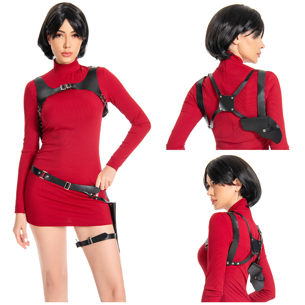 Costume Ada Wong Cosplay RE4 Remake - Abito Cheongsam Rosso In Seta E PU Con Fondina, Regalo Per Fan Di Resident Evil