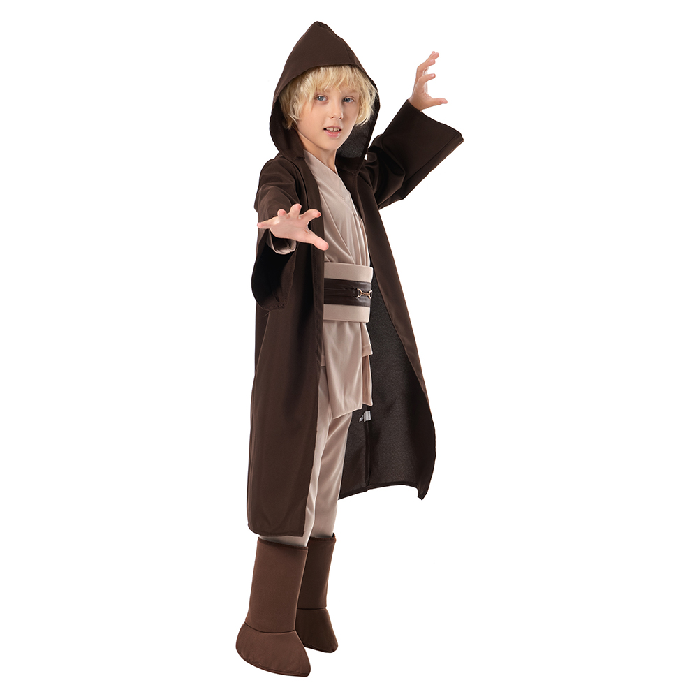 Star Wars Kids Obi Wan Kenobi Cosplay Halloween Brown/Black Costume Cloak sets - Bild 10 von 25