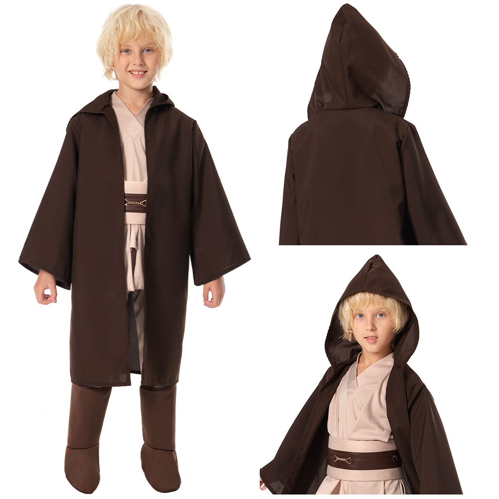 Star Wars Kids Obi Wan Kenobi Cosplay Halloween Brown/Black Costume Cloak sets - Bild 15 von 25