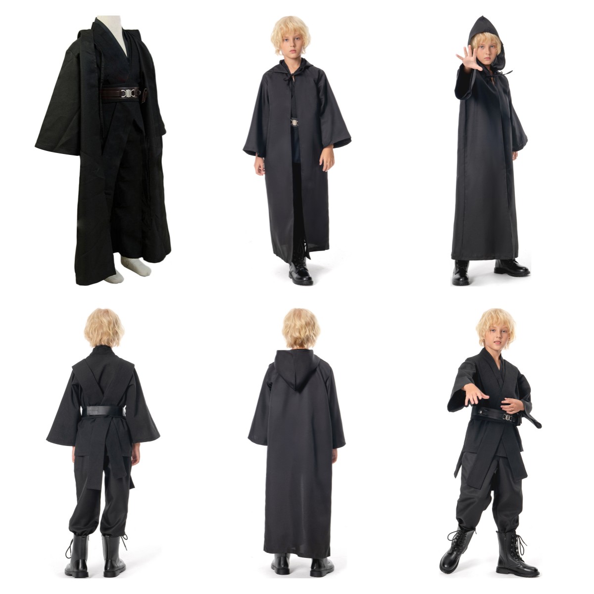 Star Wars Kids Obi Wan Kenobi Cosplay Halloween Brown/Black Costume Cloak sets - Bild 16 von 25