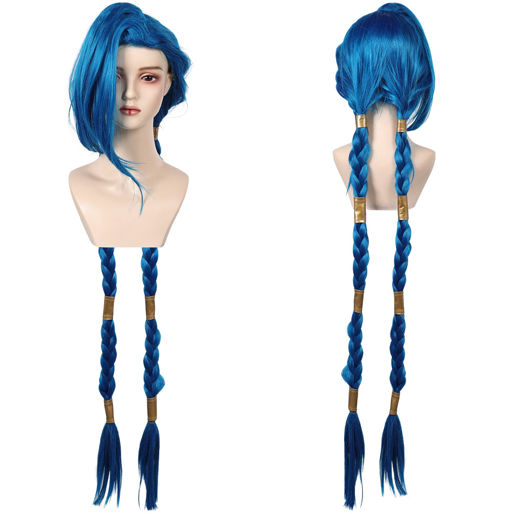 Anime League Cosplay Legends Jinx Wig Long Blue Braided Hair Accessories  Props