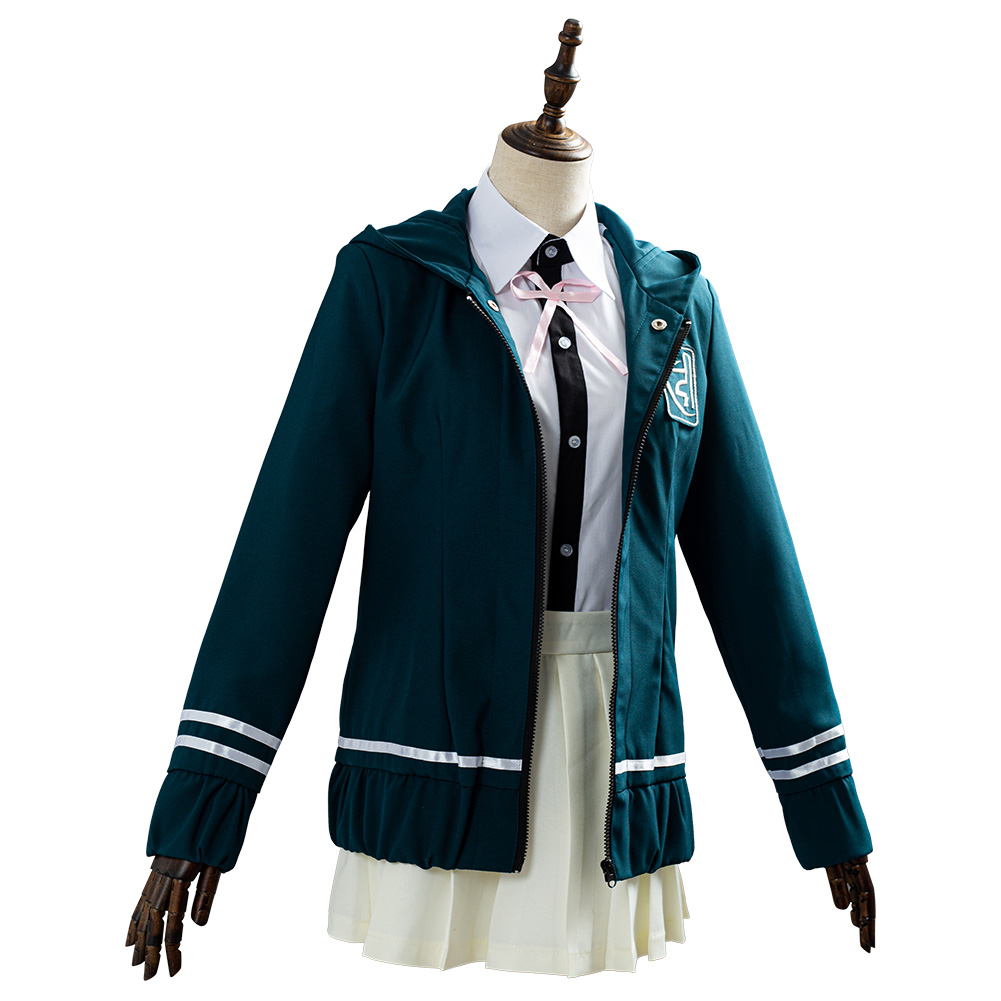 Super Chiaki Nanami Cosplay Halloween Costume Green Uniform Dress Womens School - Picture 16 of 52
