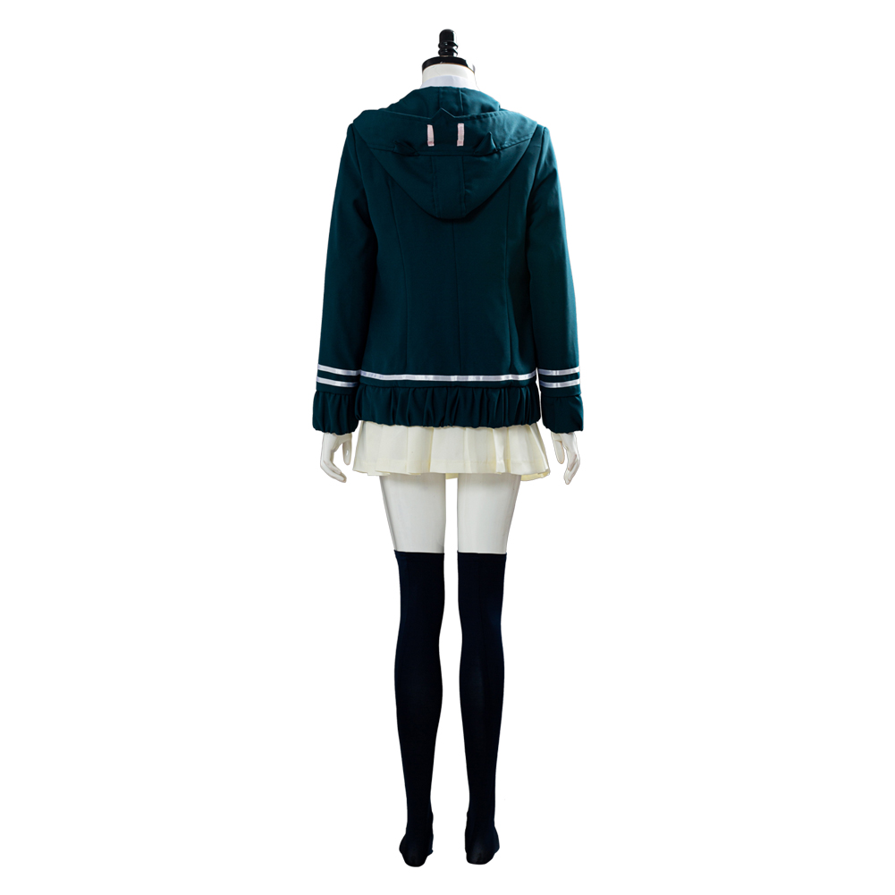 Super Chiaki Nanami Cosplay Halloween Costume Green Uniform Dress Womens School - Picture 38 of 52