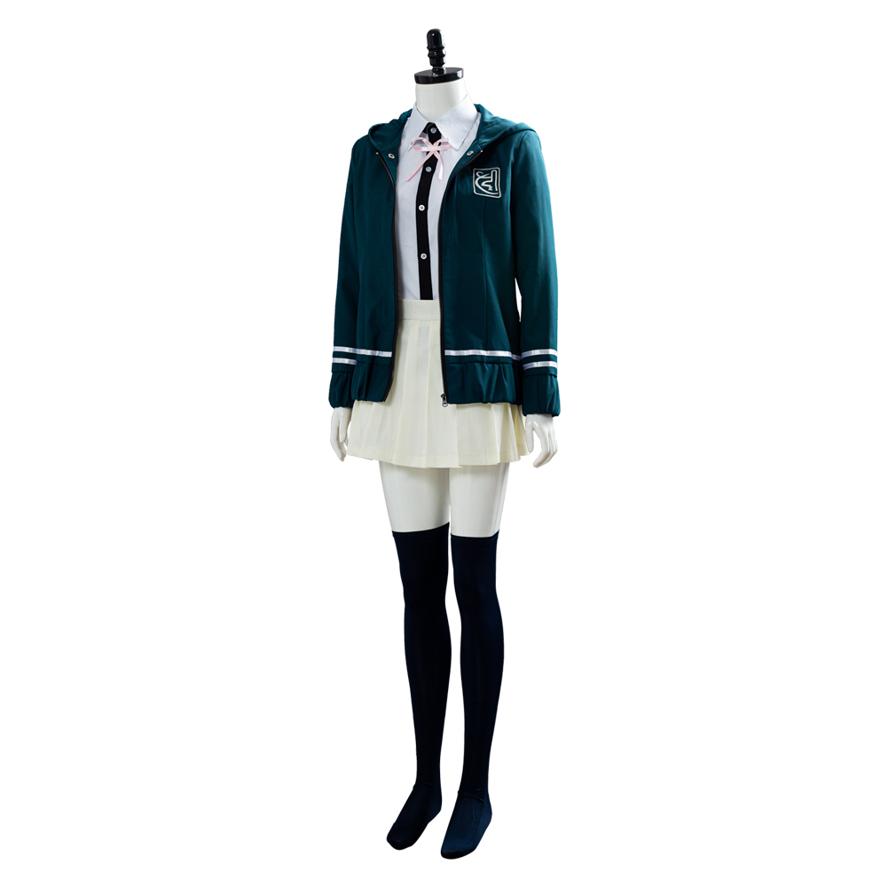 Super Chiaki Nanami Cosplay Halloween Costume Green Uniform Dress Womens School - Picture 37 of 52