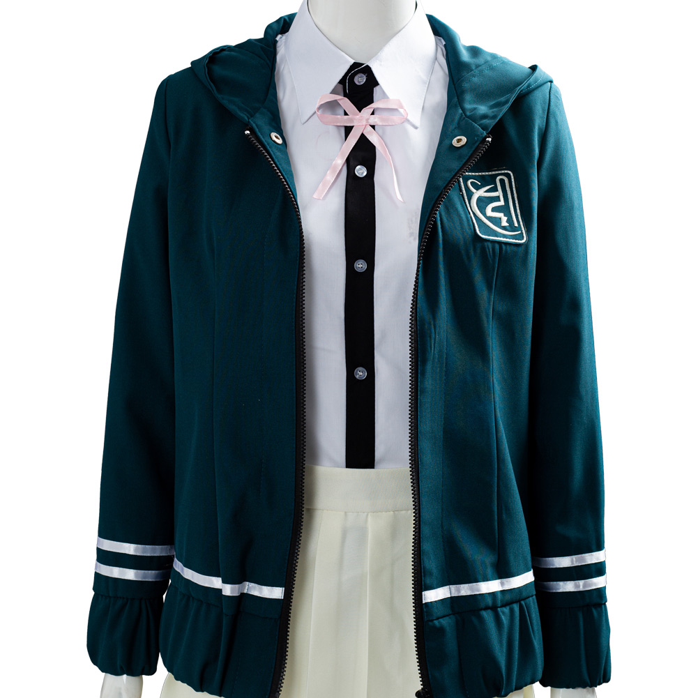 Super Chiaki Nanami Cosplay Halloween Costume Green Uniform Dress Womens School - Picture 40 of 52