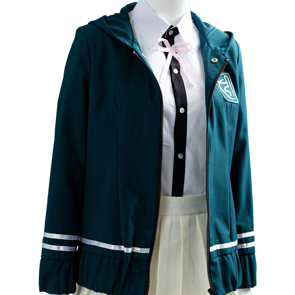 Super Chiaki Nanami Cosplay Halloween Costume Green Uniform Dress Womens School - Picture 42 of 52
