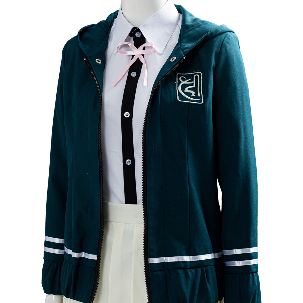 Super Chiaki Nanami Cosplay Halloween Costume Green Uniform Dress Womens School - Picture 41 of 52