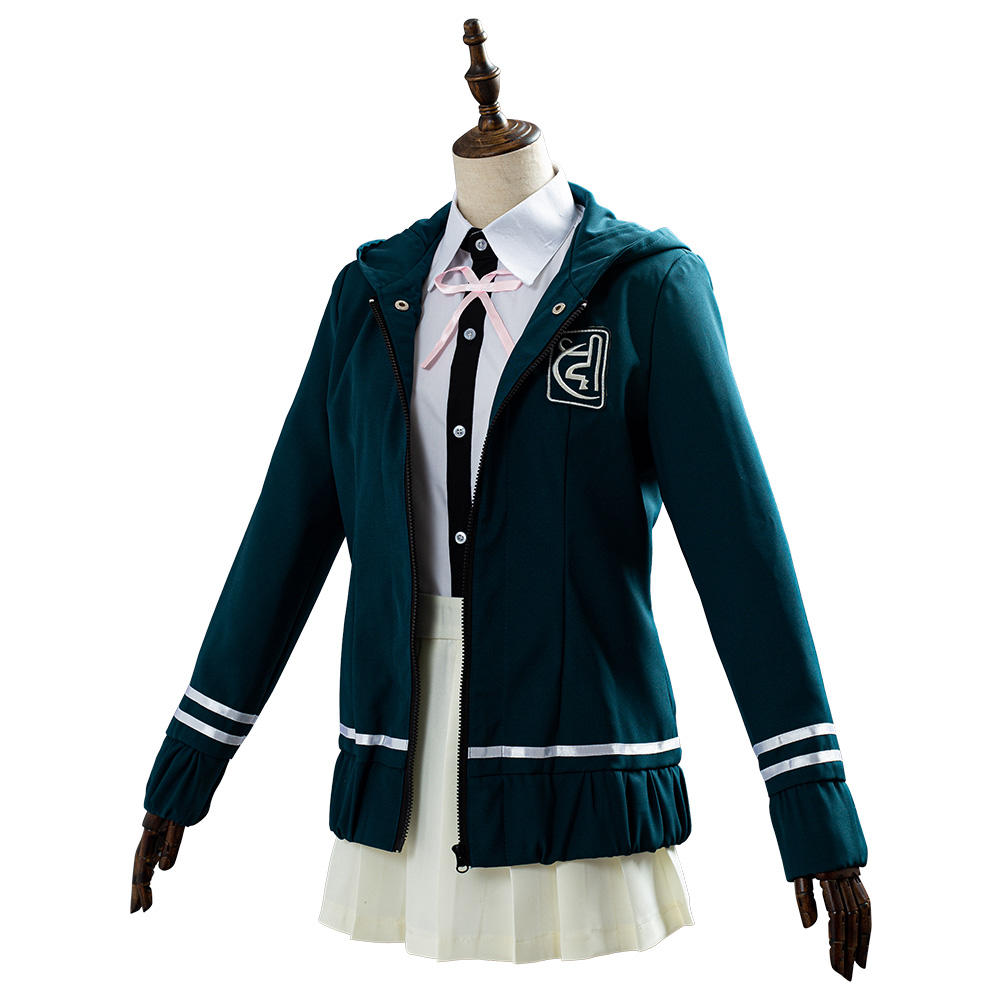 Super Chiaki Nanami Cosplay Halloween Costume Green Uniform Dress Womens School - Picture 50 of 52