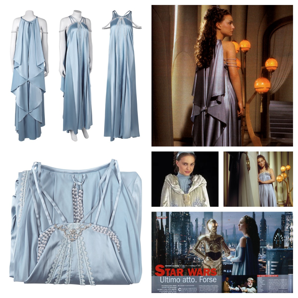 Queen Padme Amidala Blue Dress nightgown Cosplay Costume Halloween Dress Up  US | eBay