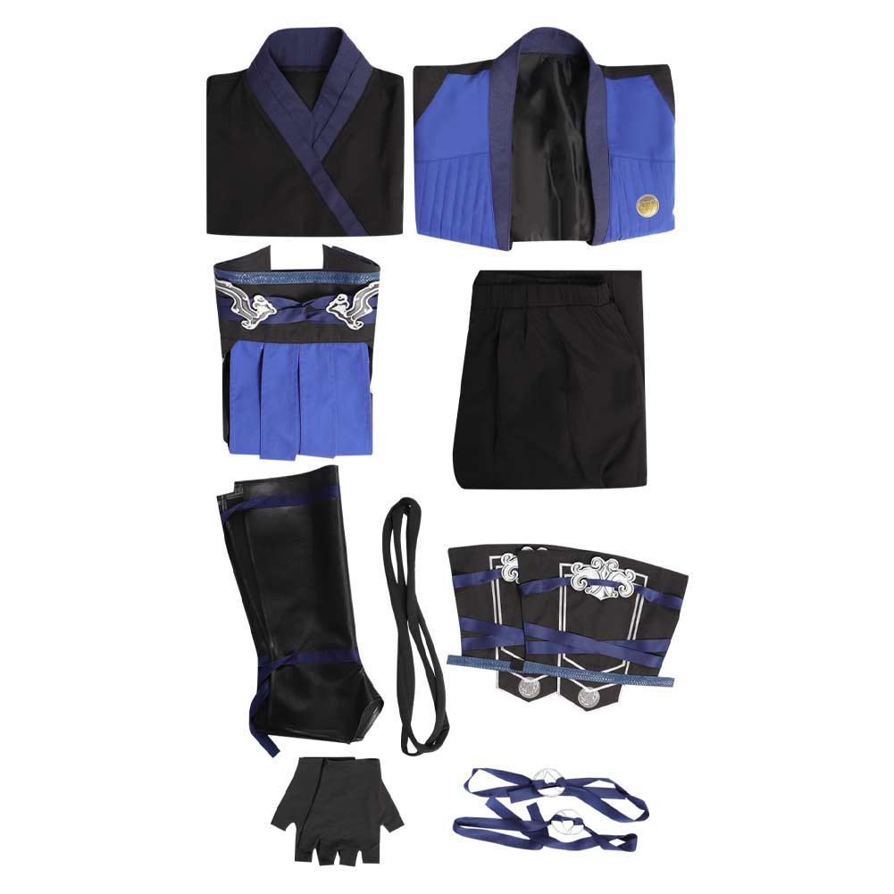 Game Mortal Kombat Sub-Zero Cosplay costume Blue Deluxe outfit+Latex Mask sets - Picture 21 of 28