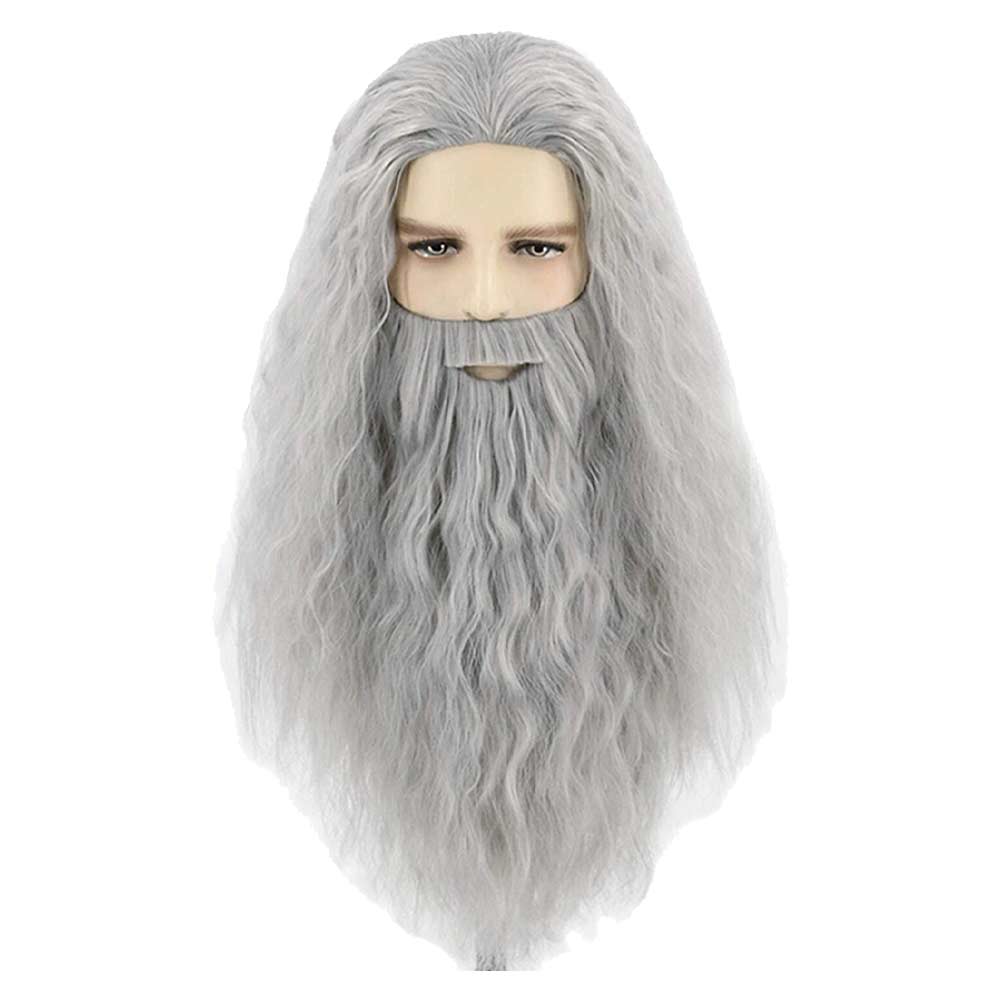 Lord Roleplay Rings Wizard Adult Gandalf Cosplay Costume Cape Cloak Wig+Beard - Picture 18 of 21