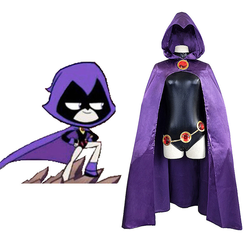 Teen Titans Raven Cosplay Halloween Costume Fancy Dress Fairytale Claok+Wig Hair - Picture 21 of 46