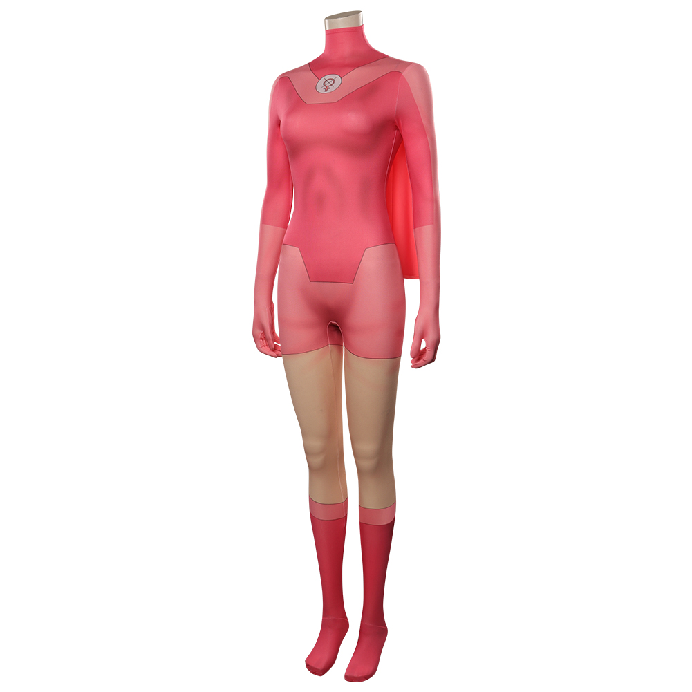 Anime Atom Eve Cosplay Disfraz Invencible Rosa Mono Capa/Máscara Trajes Completos - Imagen 4 de 20