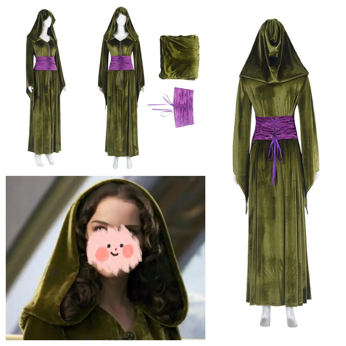 Revenge of the Sith Padme Amidala cosplay costume Green Long Dress Belt outfits | eBay Revenge of the Sith Padme Amidala cosplay costume Green Long Dress Belt outfits | eBay