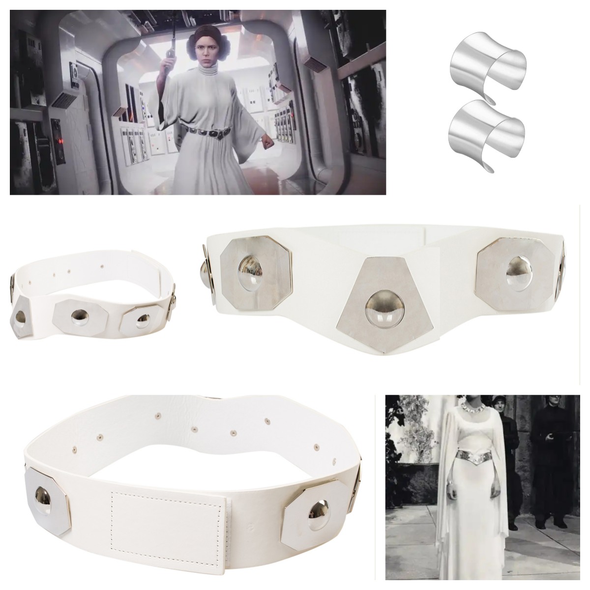 Star Wars Princess Leia Belt Leia Organa Cosplay Leather White Belts+Armband*2 - Picture 12 of 14