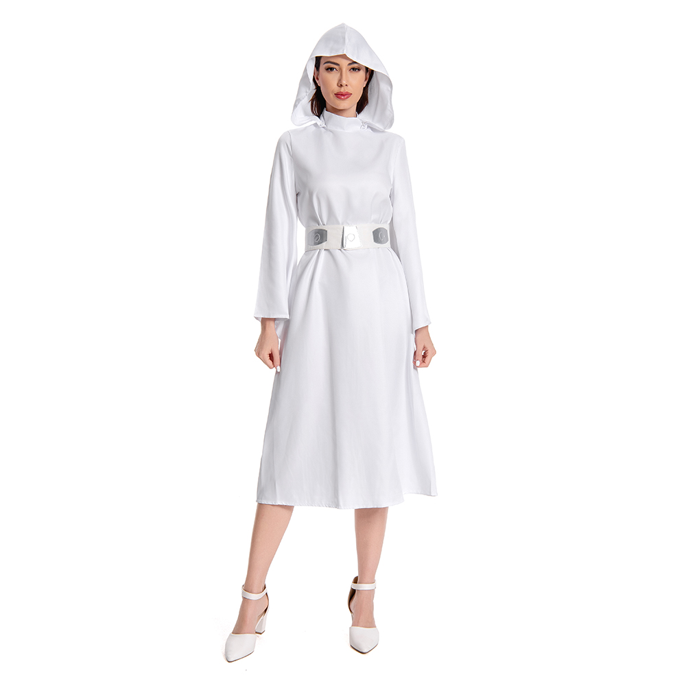 Princess Leia Organa Cosplay Costume Halloween Carnival Uniform hat+Belt+dress - Picture 17 of 36