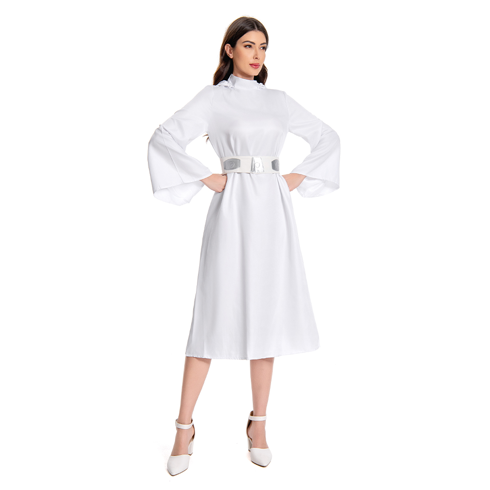 Princess Leia Organa Cosplay Costume Halloween Carnival Uniform hat+Belt+dress - Picture 22 of 36