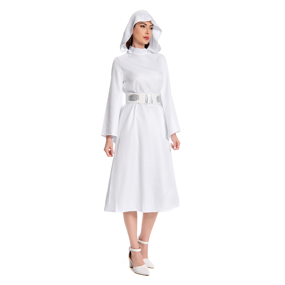Princess Leia Organa Cosplay Costume Halloween Carnival Uniform hat+Belt+dress - Picture 20 of 36