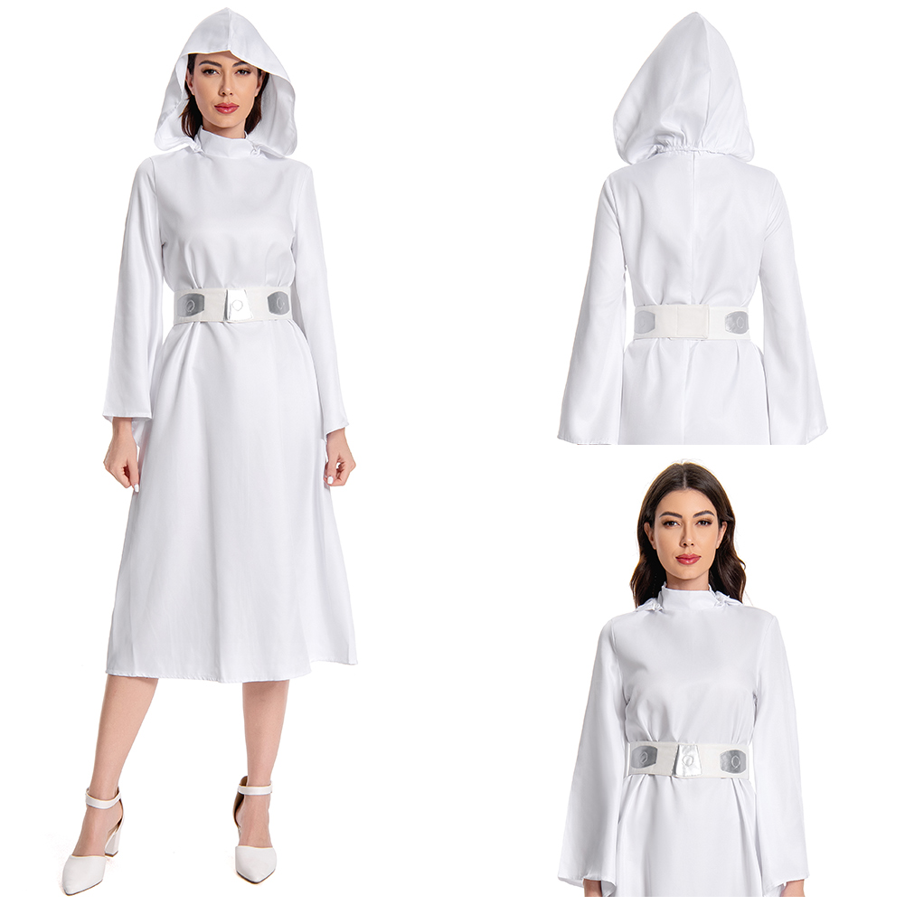 Princess Leia Organa Cosplay Costume Halloween Carnival Uniform hat+Belt+dress - Picture 36 of 36